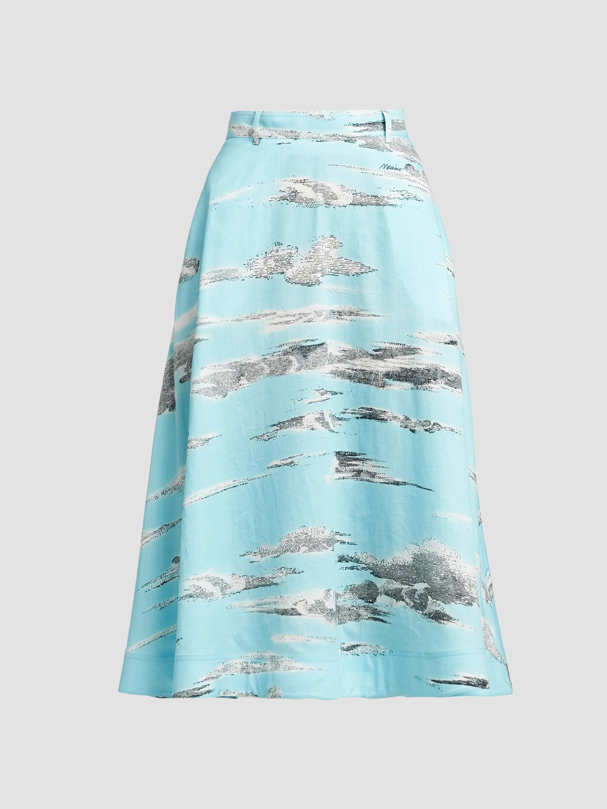 Women's Printed Cotton A-Line Midi Skirt - Multi Light Blue - 1