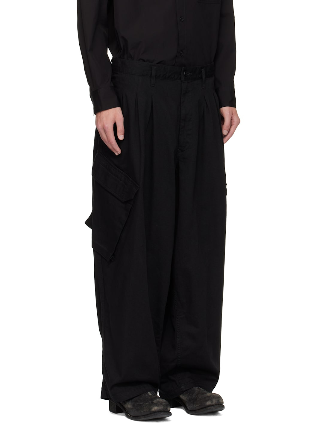 Black BS Katsuragi 12Tuck Cargo Pants - 2