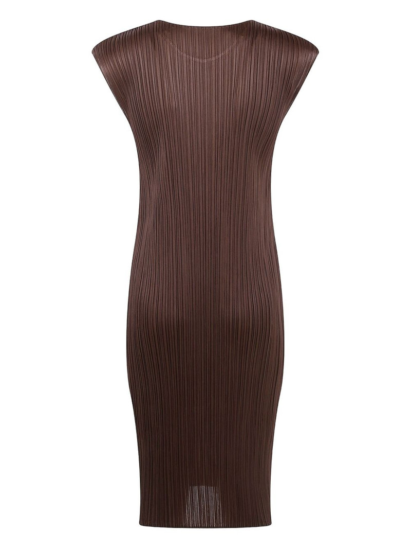 Pleats Please Issey Miyake pleated cap-sleeve dress outlook