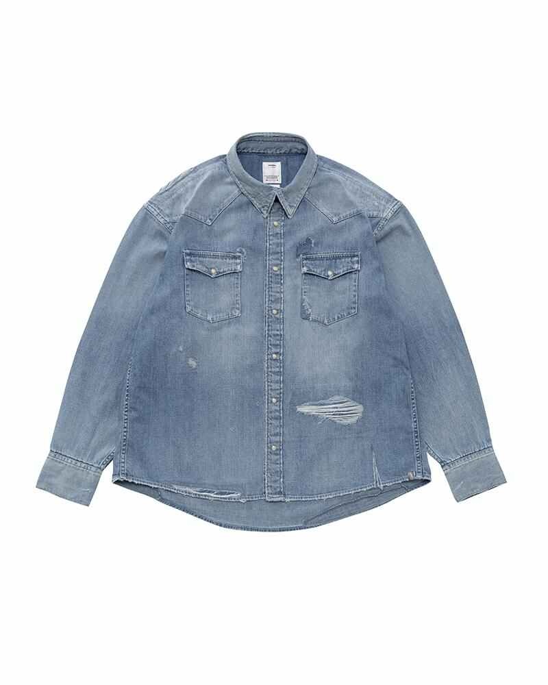 新品　visvim SOCIAL SCULPTURE SHIRT DMGD 2 Visvim Social Sculpture Shirt Dmgd - Indigo – Kith
