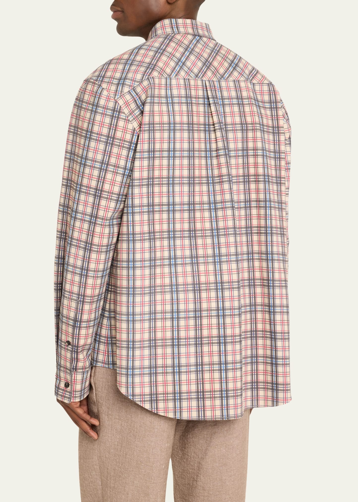 Men's Graph Check Printed Leather Shirt - 3