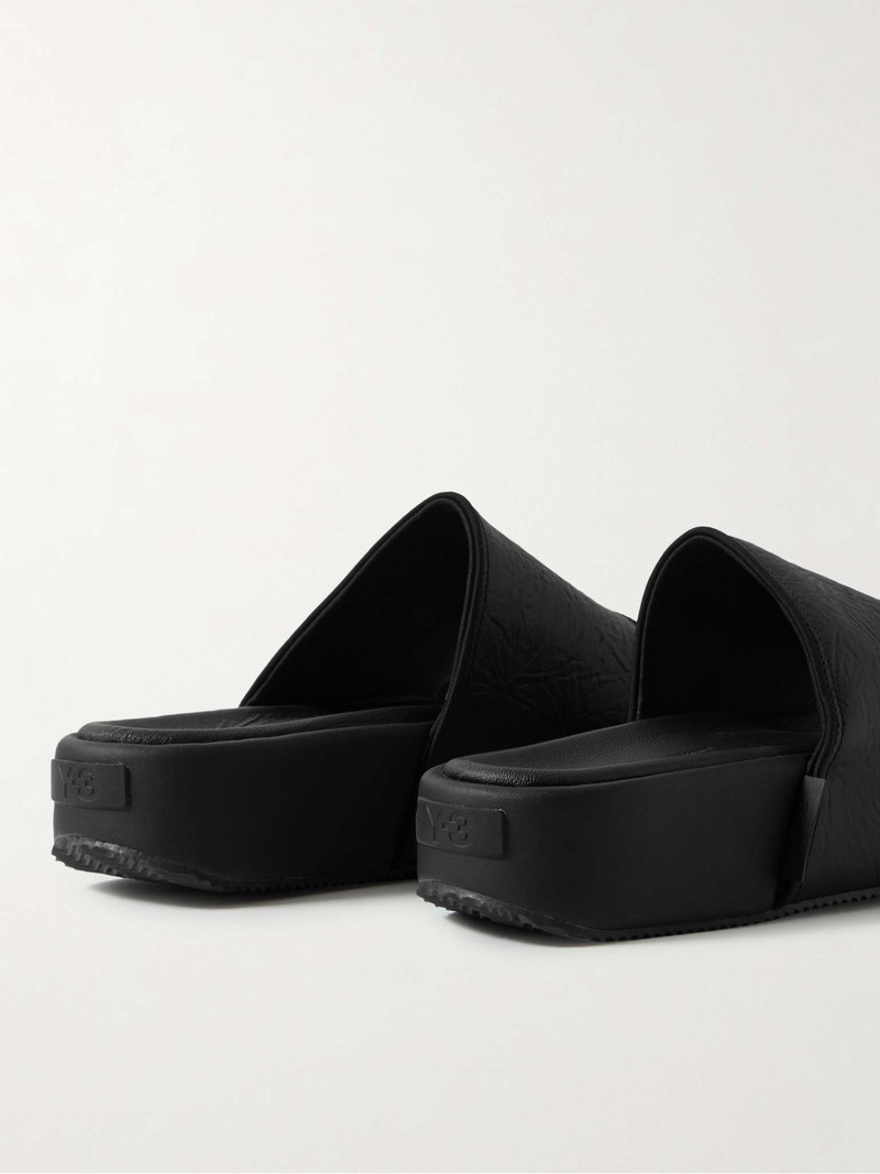 Grosgrain-Trimmed Leather Slides 5