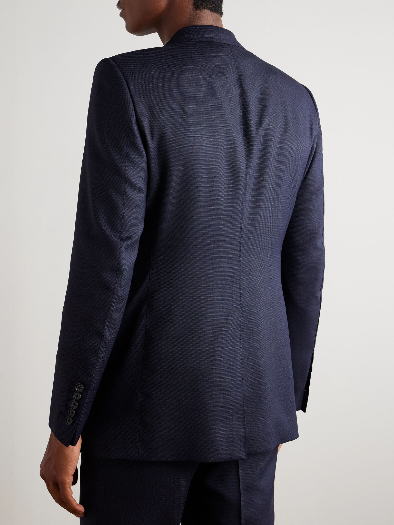 Dyllan Super 130s Grain de Poudre Wool Suit Jacket Navy - 3