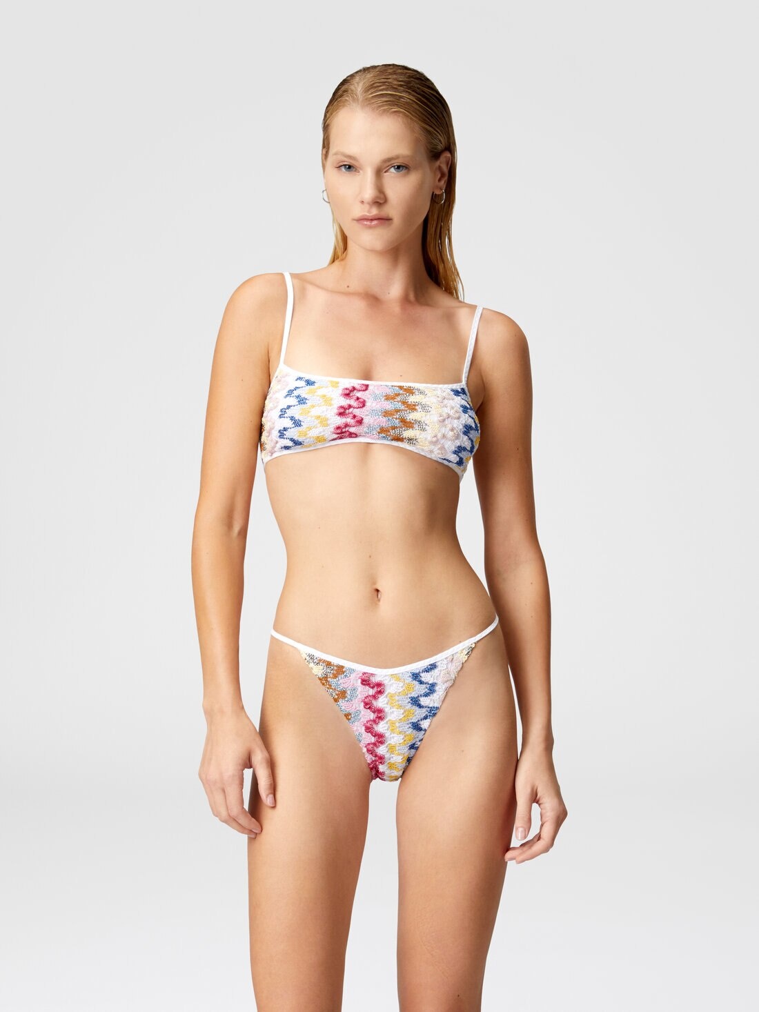 Bandeau bikini in lamé viscose lace - 2