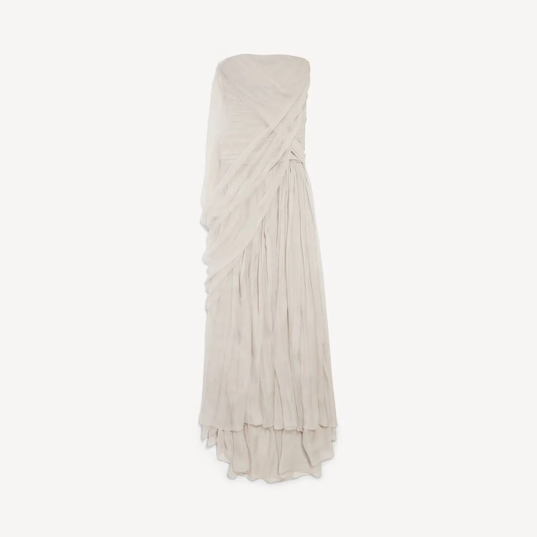 Women's Draped Bustier Dress in Light Beige - 1