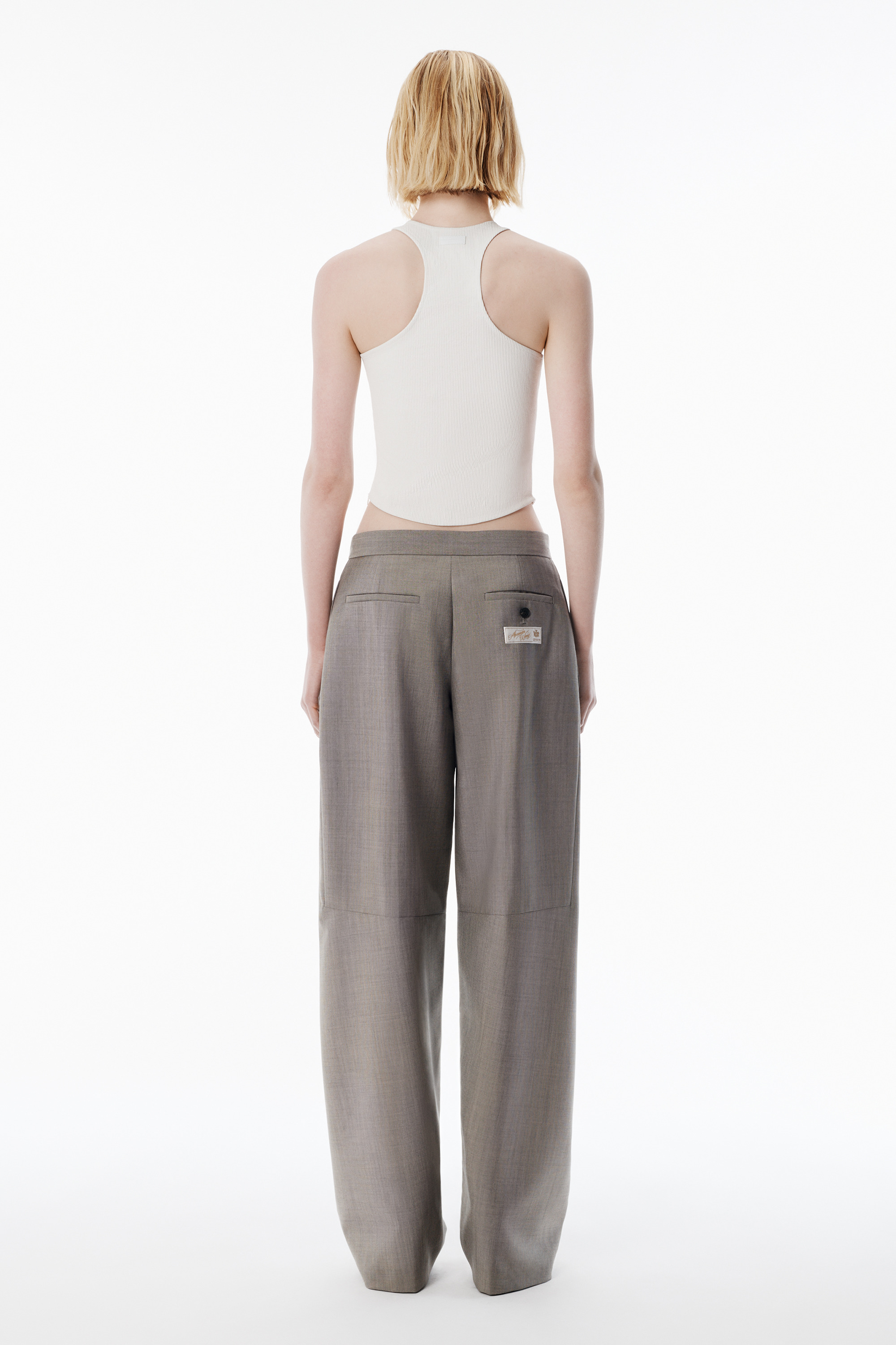 Grey Wool Mohair Tailored Pant - 4