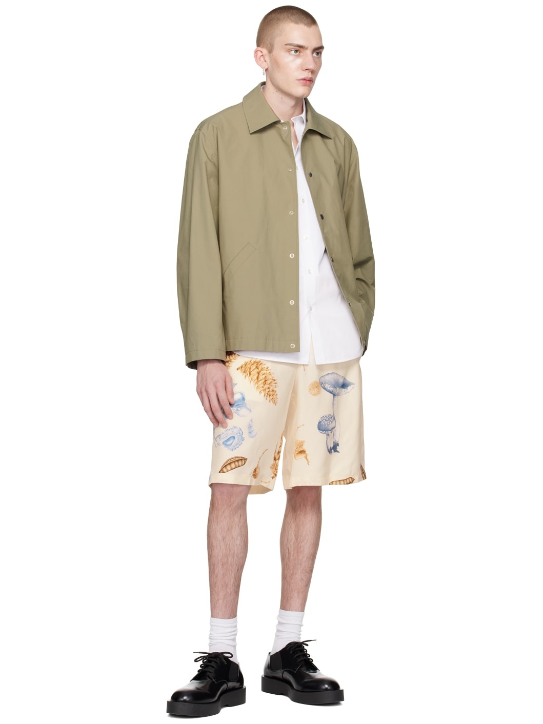 Beige Printed Shorts - 4