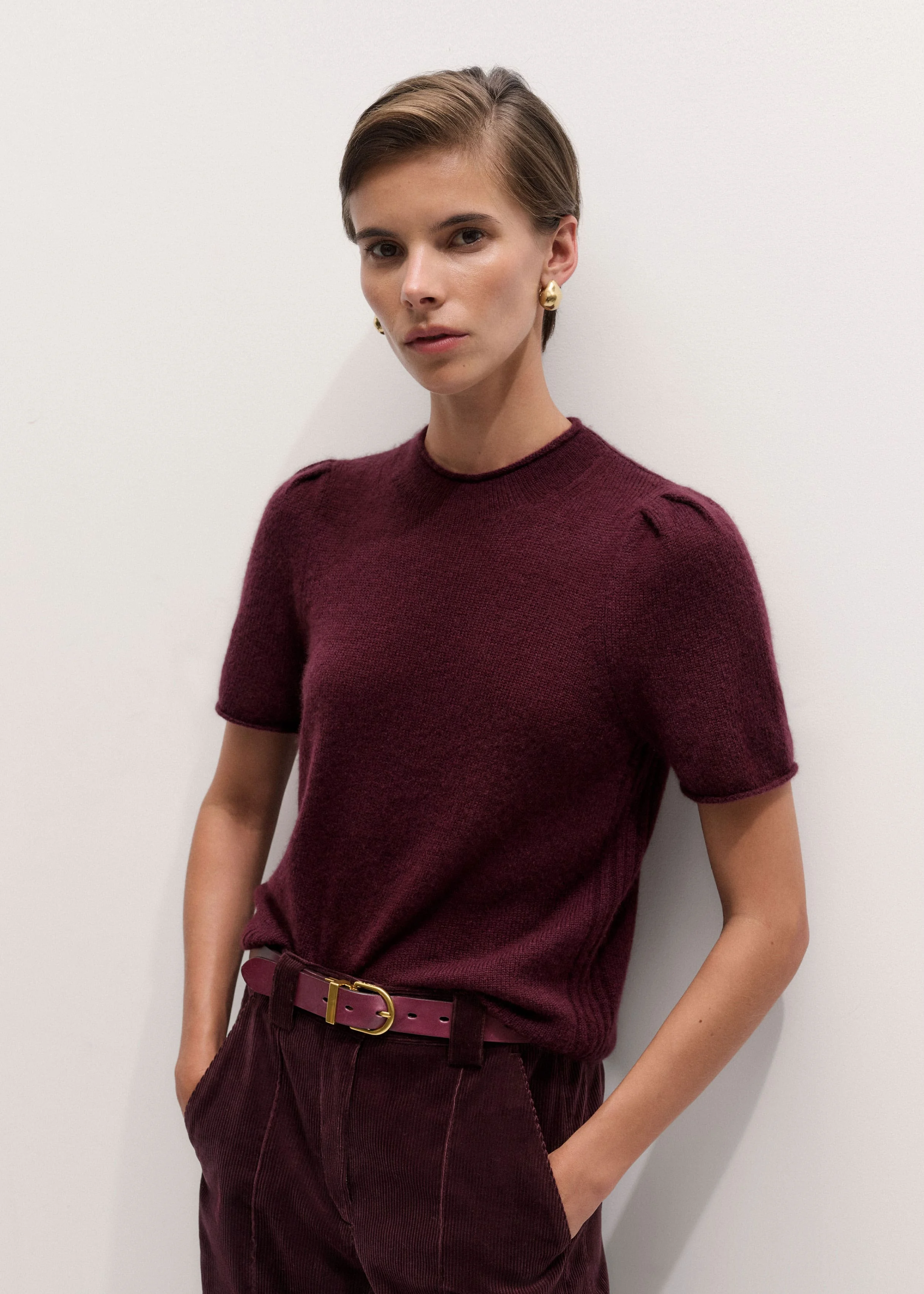 Pouf Sleeve Knit Tee - 1