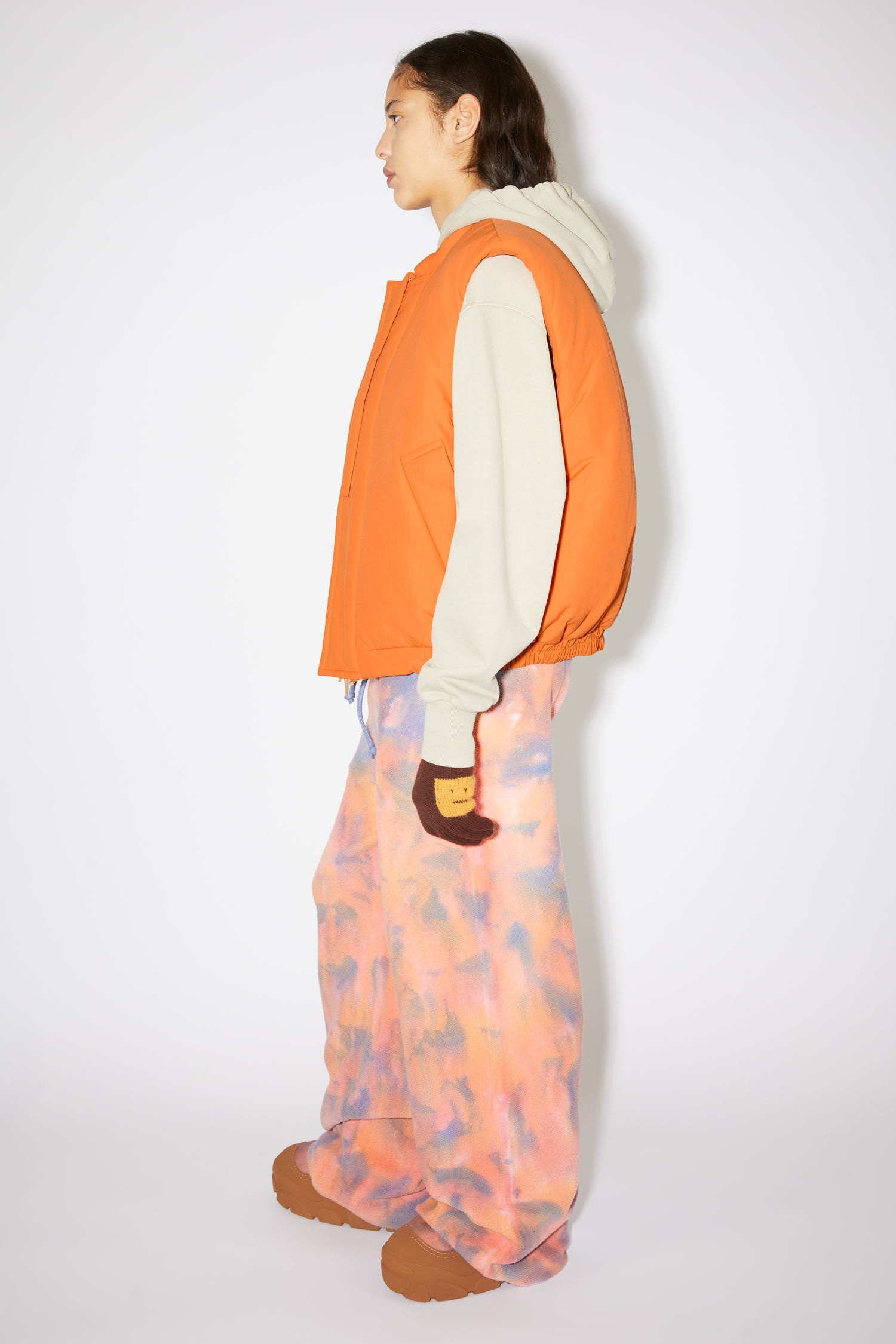 Padded nylon vest - Pumpkin orange - 4