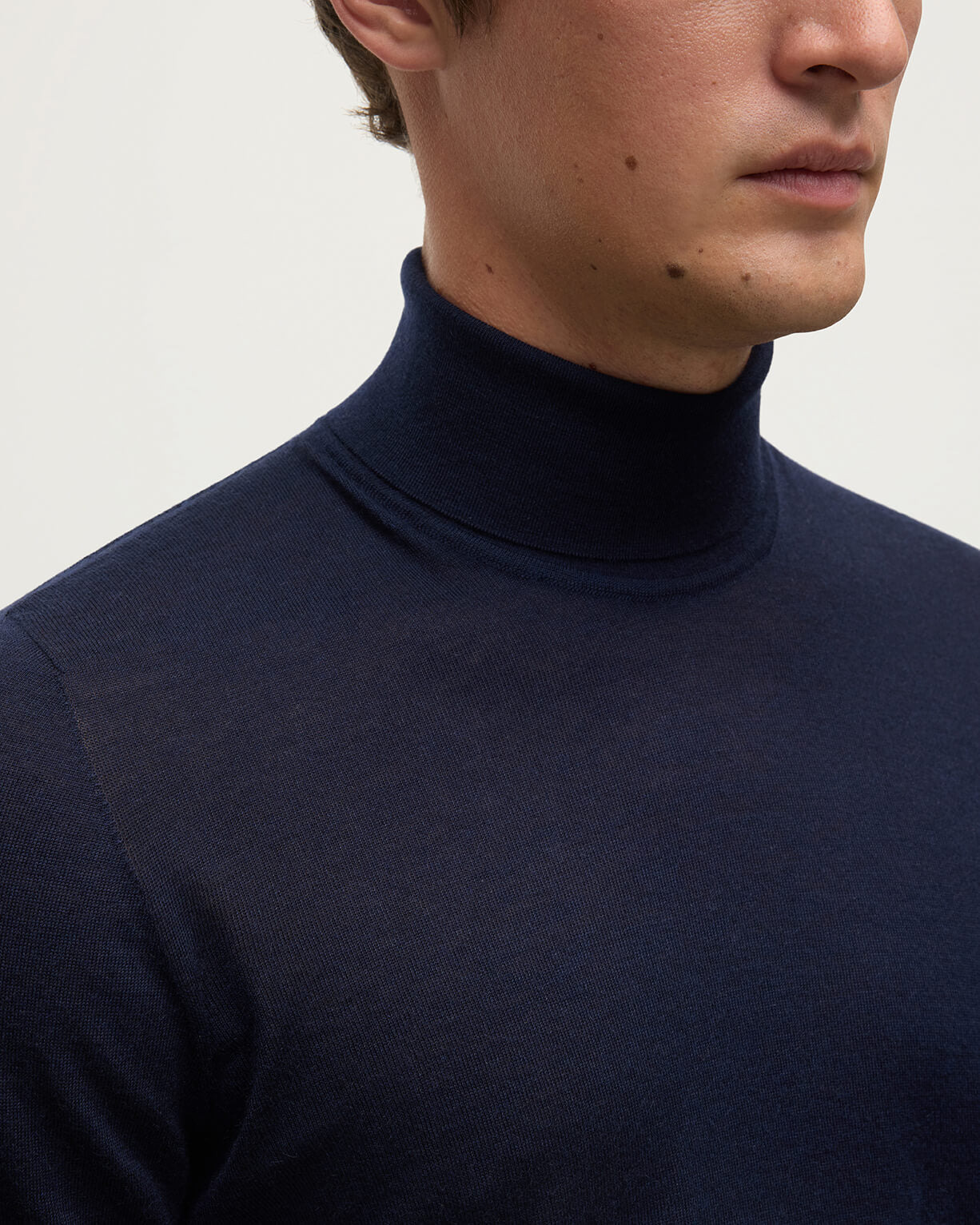 Superfine Cashmere Navy Roll Neck Jumper - 5