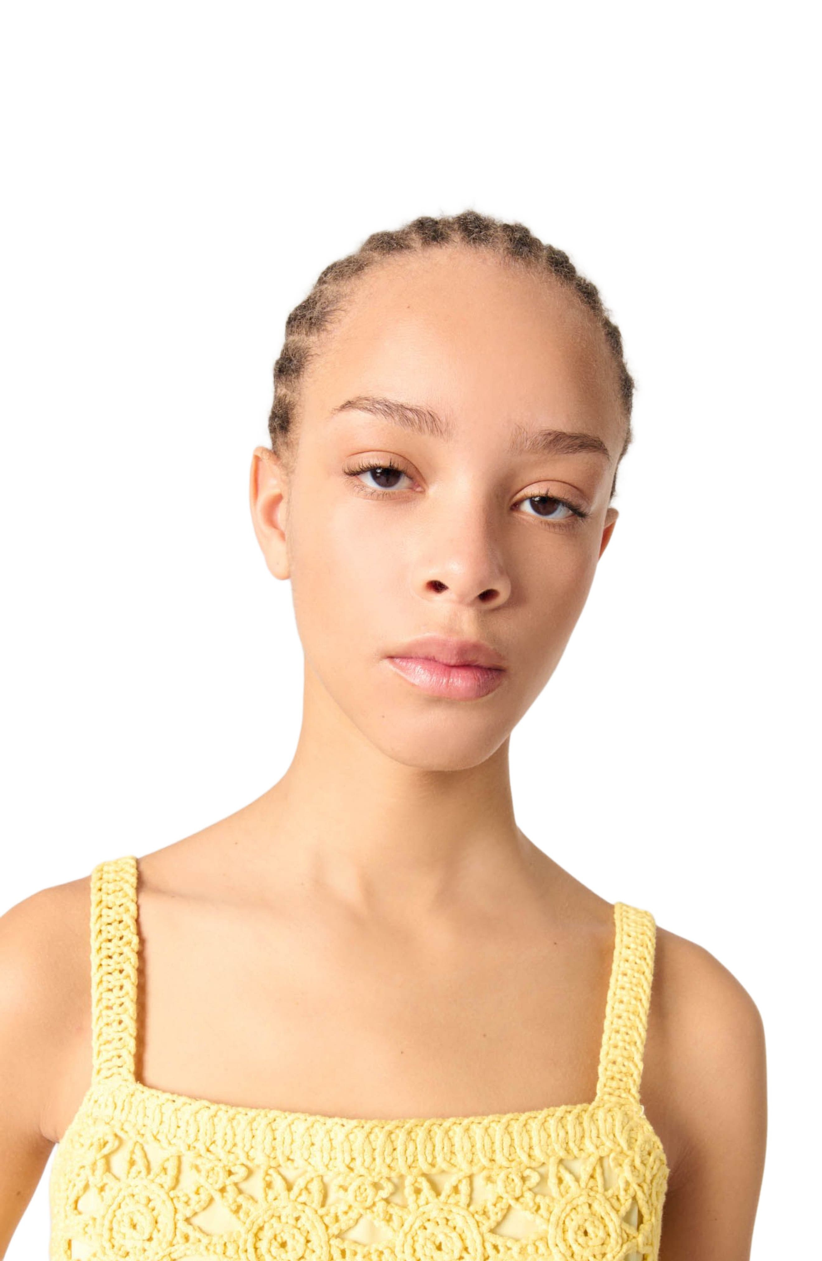 maje Crochet-knit Crop Top in Yellow Banana at Nordstrom - 7