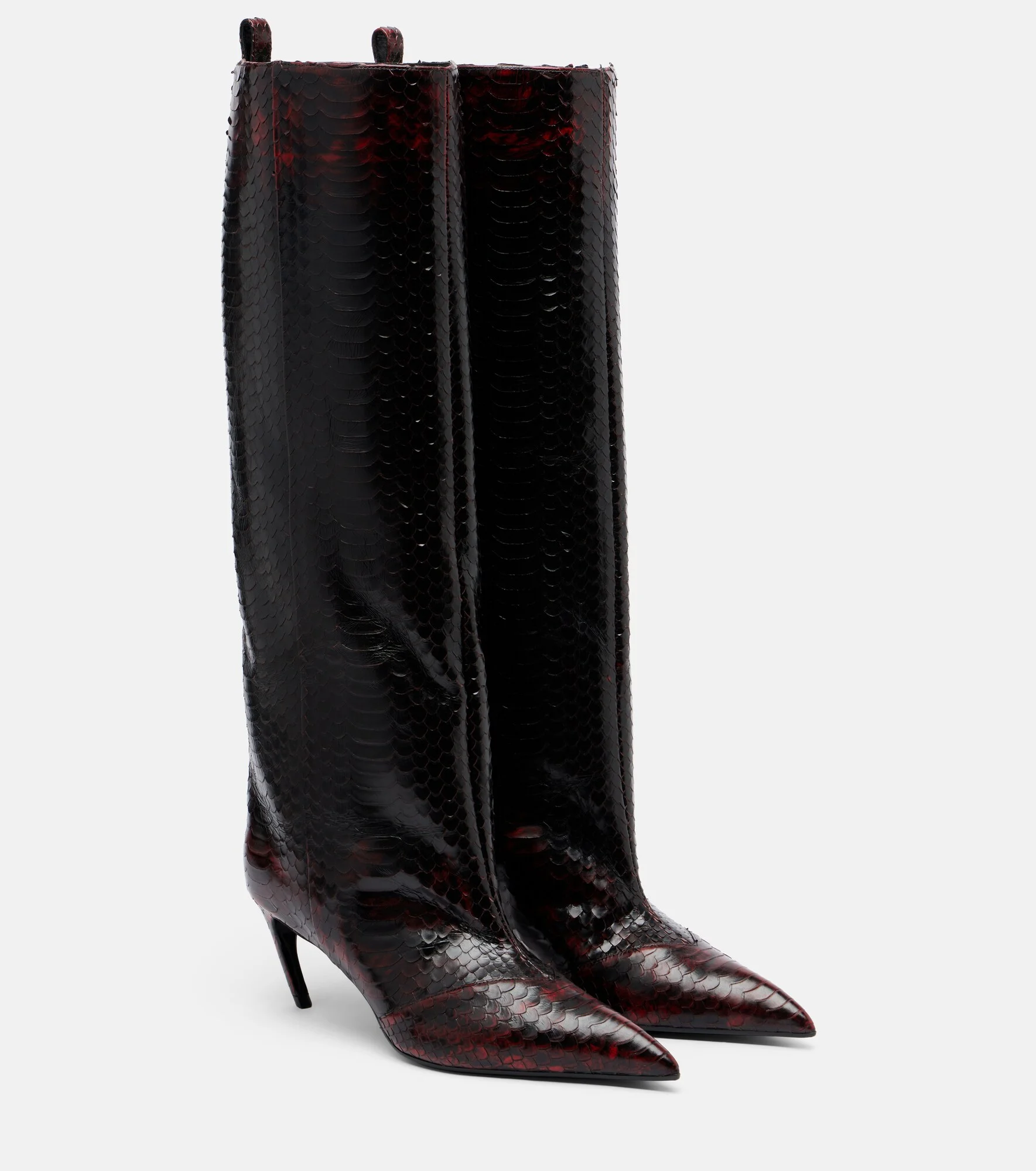 Lea snake-effect leather knee-high boots - 1