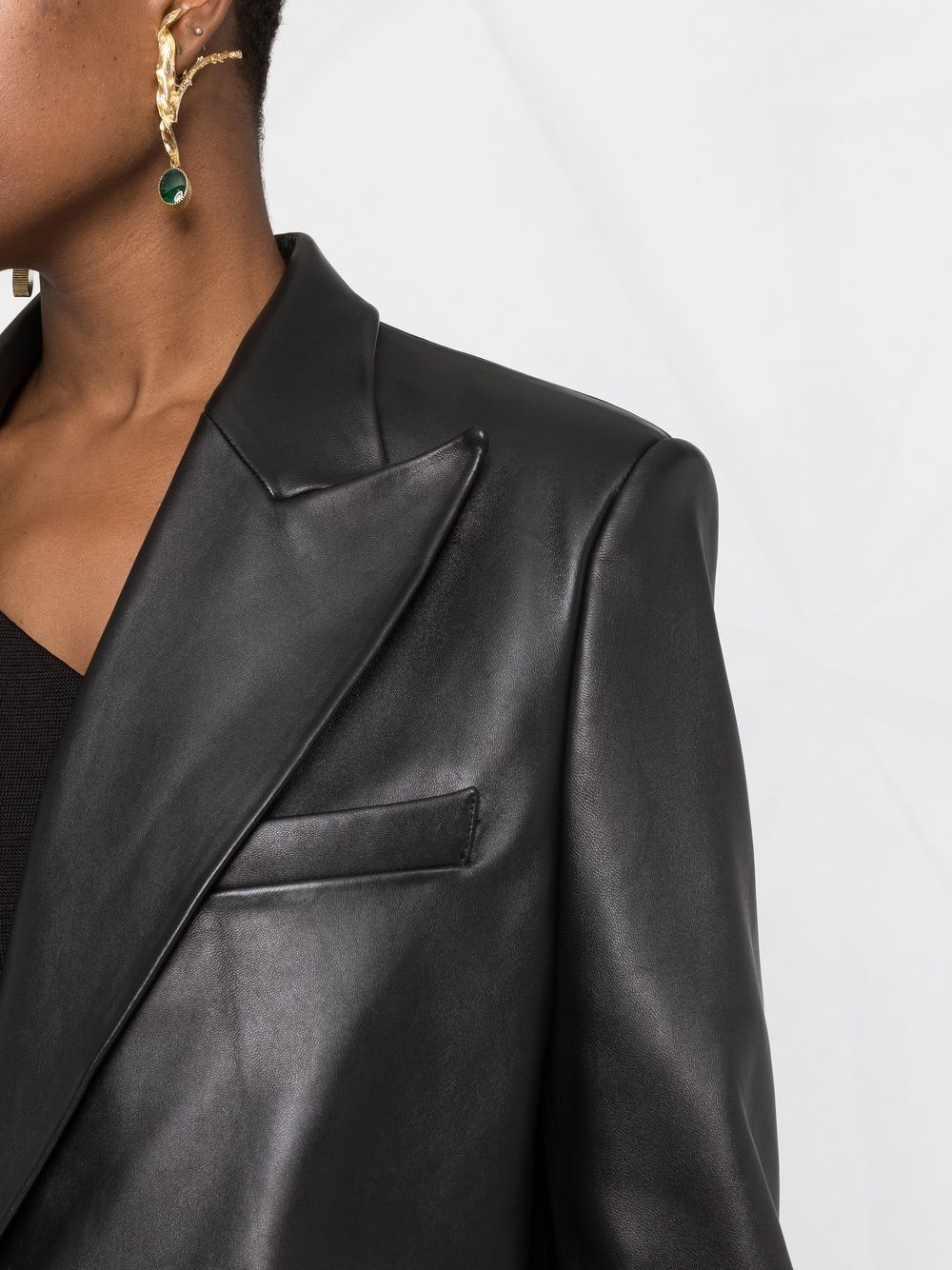 oversized leather blazer - 3