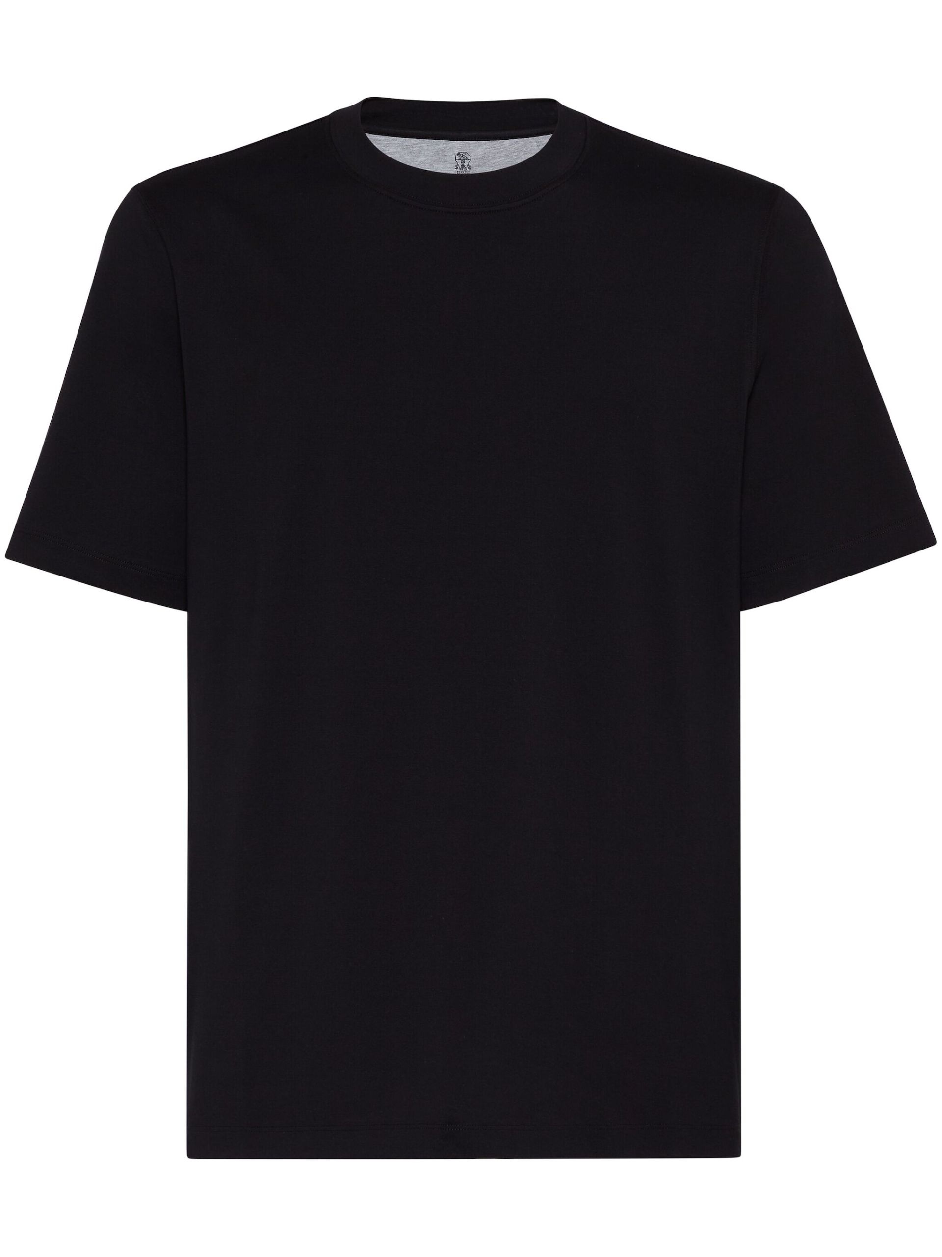 Black Crew-Neck Cotton T-Shirt - 1