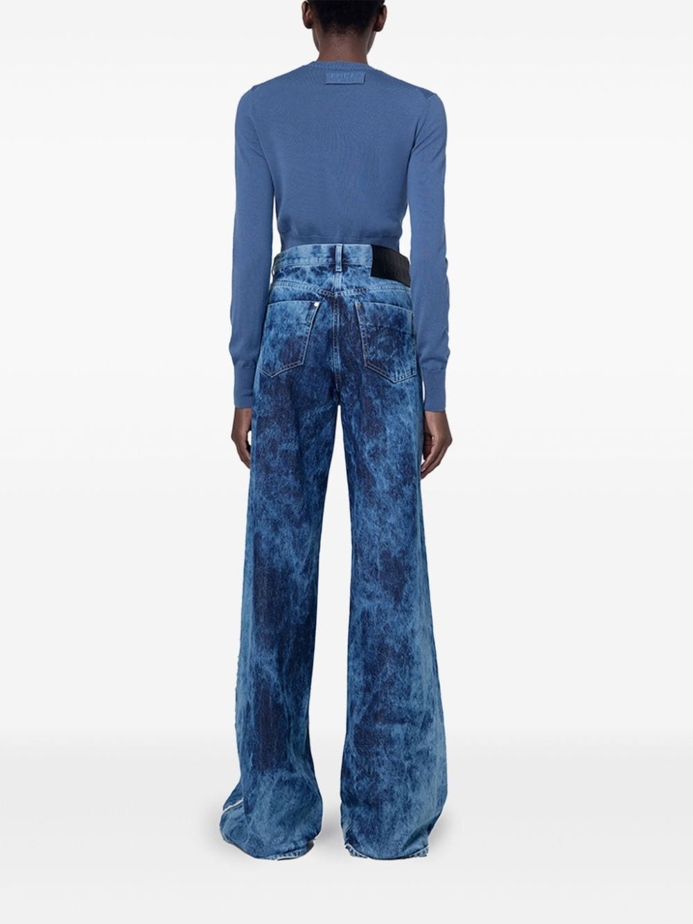 Unique jacquard wide-leg jeans - 4