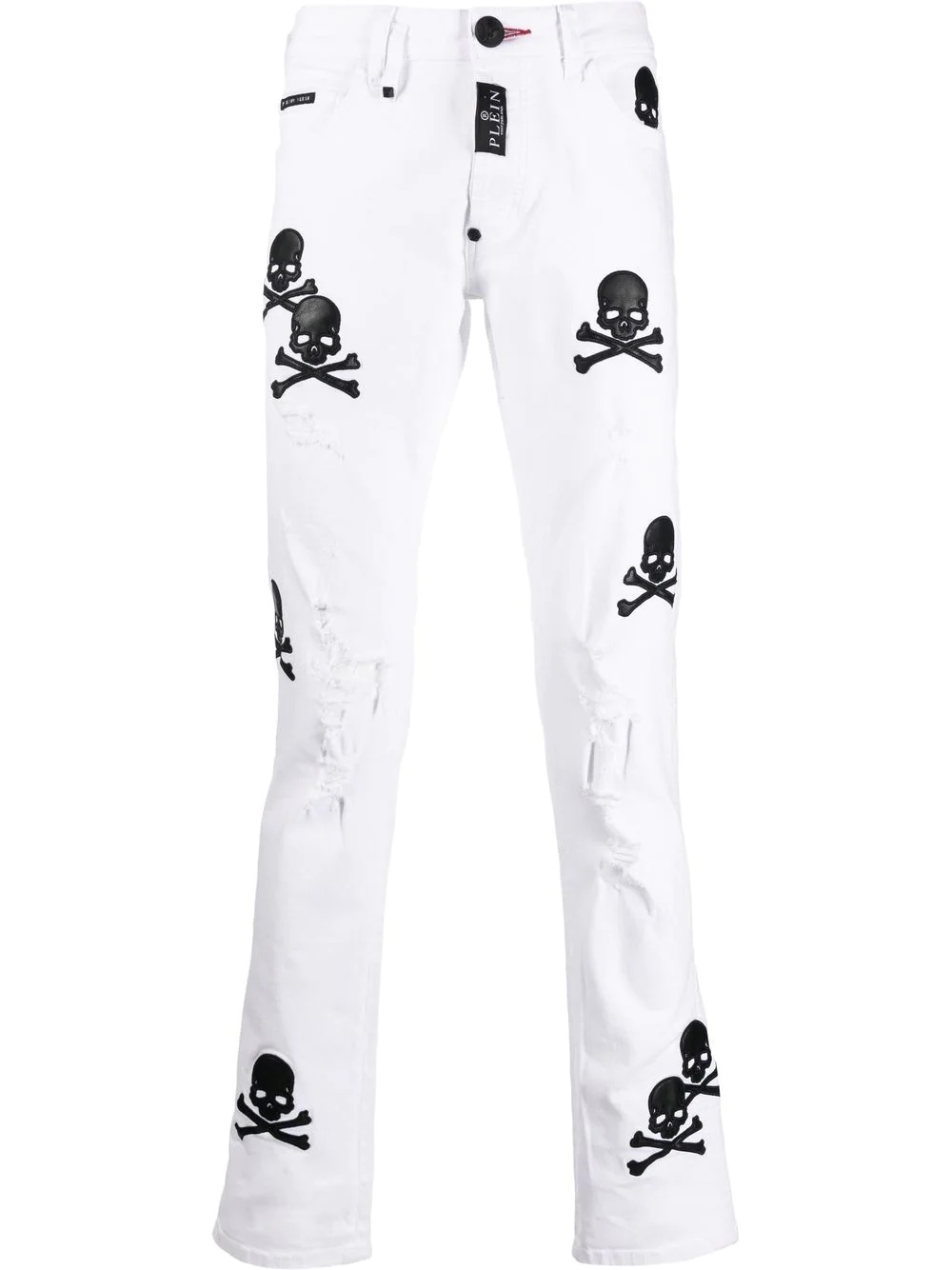 skull-patch straight-leg jeans - 1