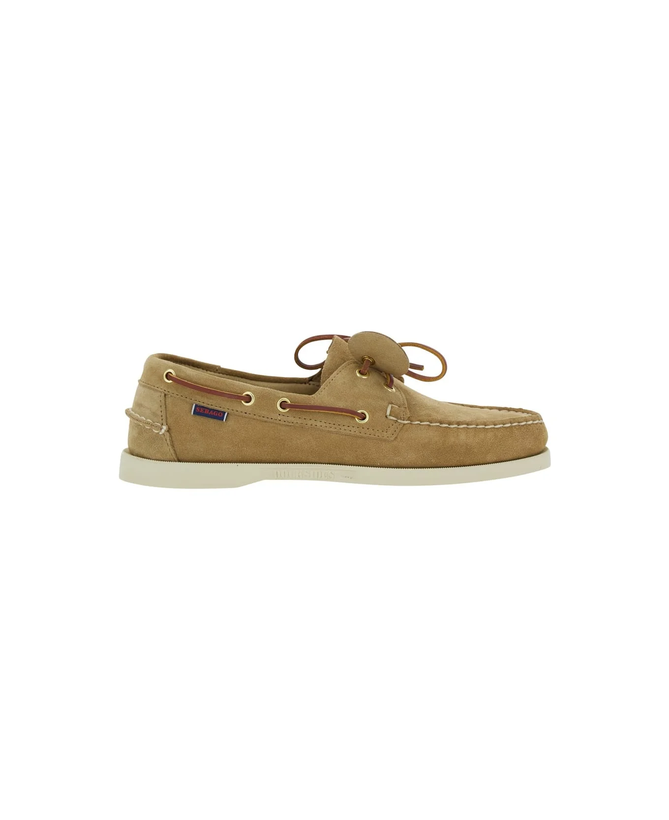 'portland Artisan' Beige Loafers With Decorative Laces On The Sides And Contrasting Stitching In Sue - 1