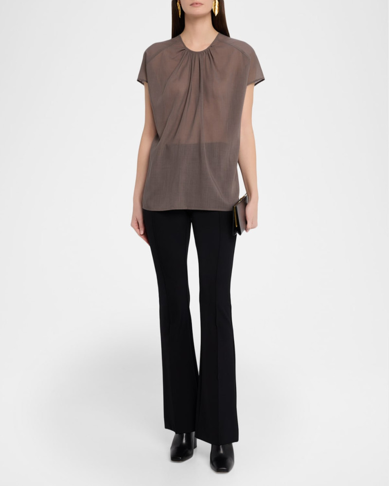 JOSEPH Broca Raglan-Sleeve Sheer Ruched Blouse outlook