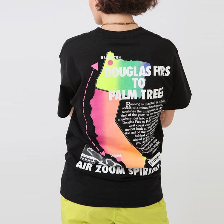 Nike x Stussy Crossover Logo Graffiti Printing Round Neck Short Sleeve Couple Style Black CU9256-010 - 4