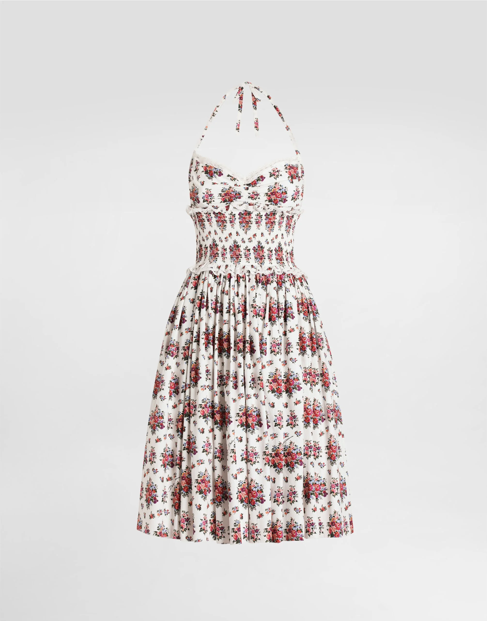 Small flower bouquet-print poplin dress - 1