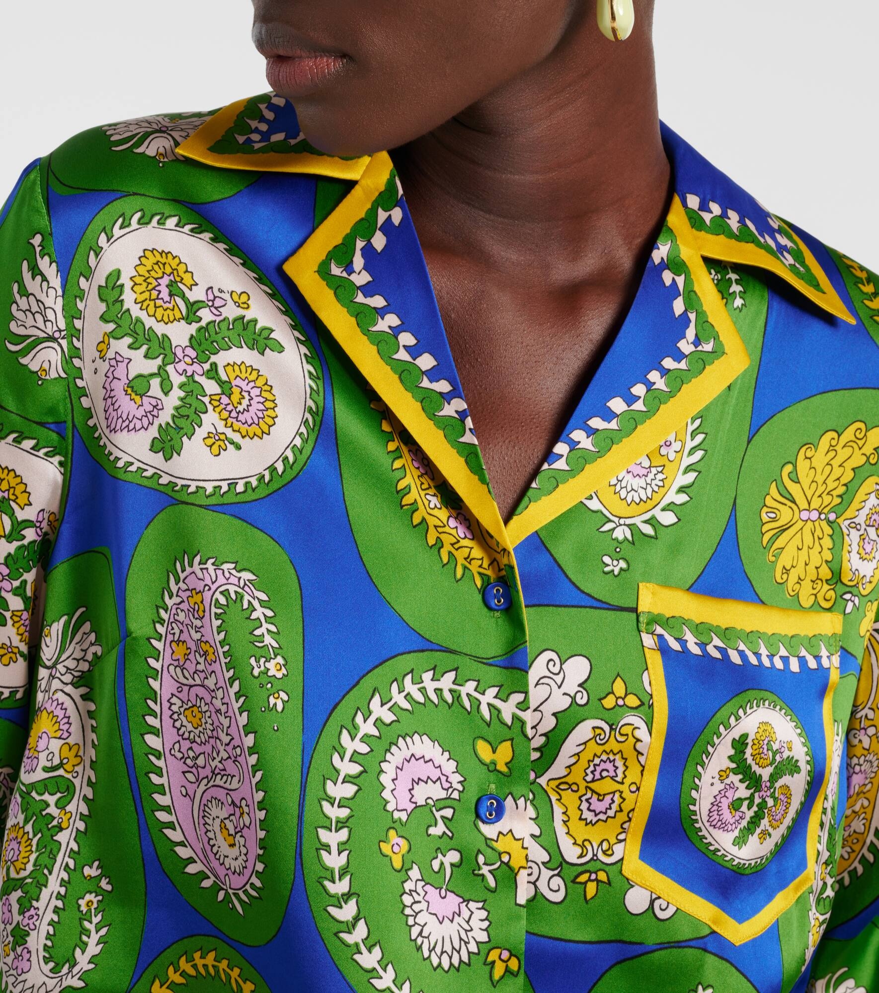 Printed silk satin shirt - 4