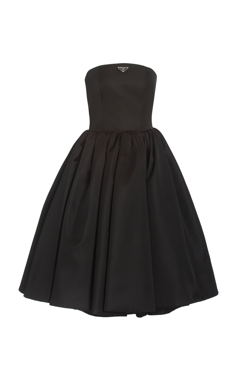 Logo-Detailed Nylon Gabardine Strapless Midi Dress black 1