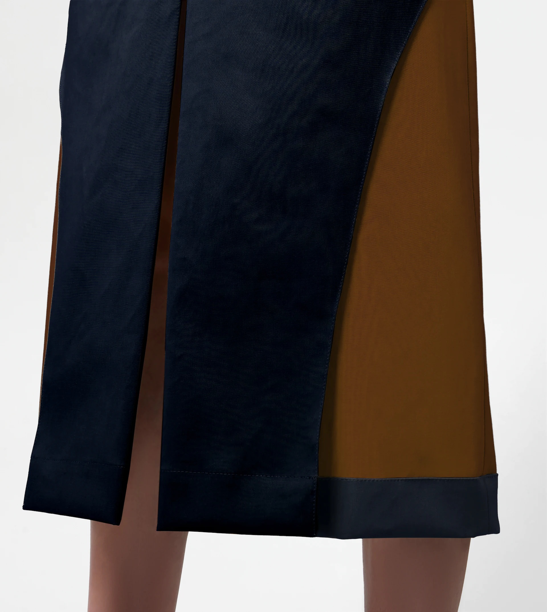 TWO-TONE MIDI-SKIRT - BROWN, BLUE - 2