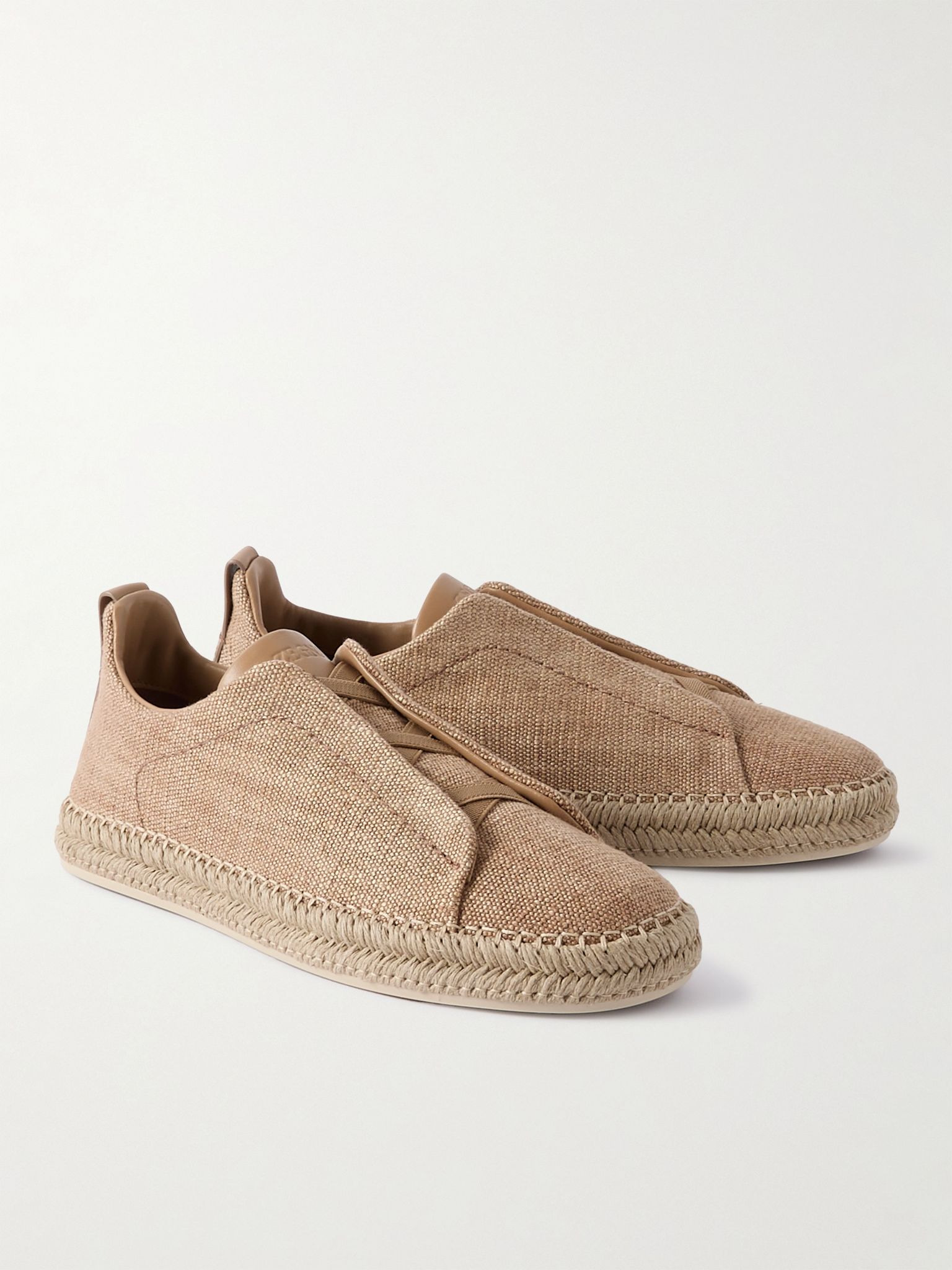 Naaaaa 様 ZEGNA Triple Stitch™ Leather-Trimmed Canvas Slip-On Sneakers