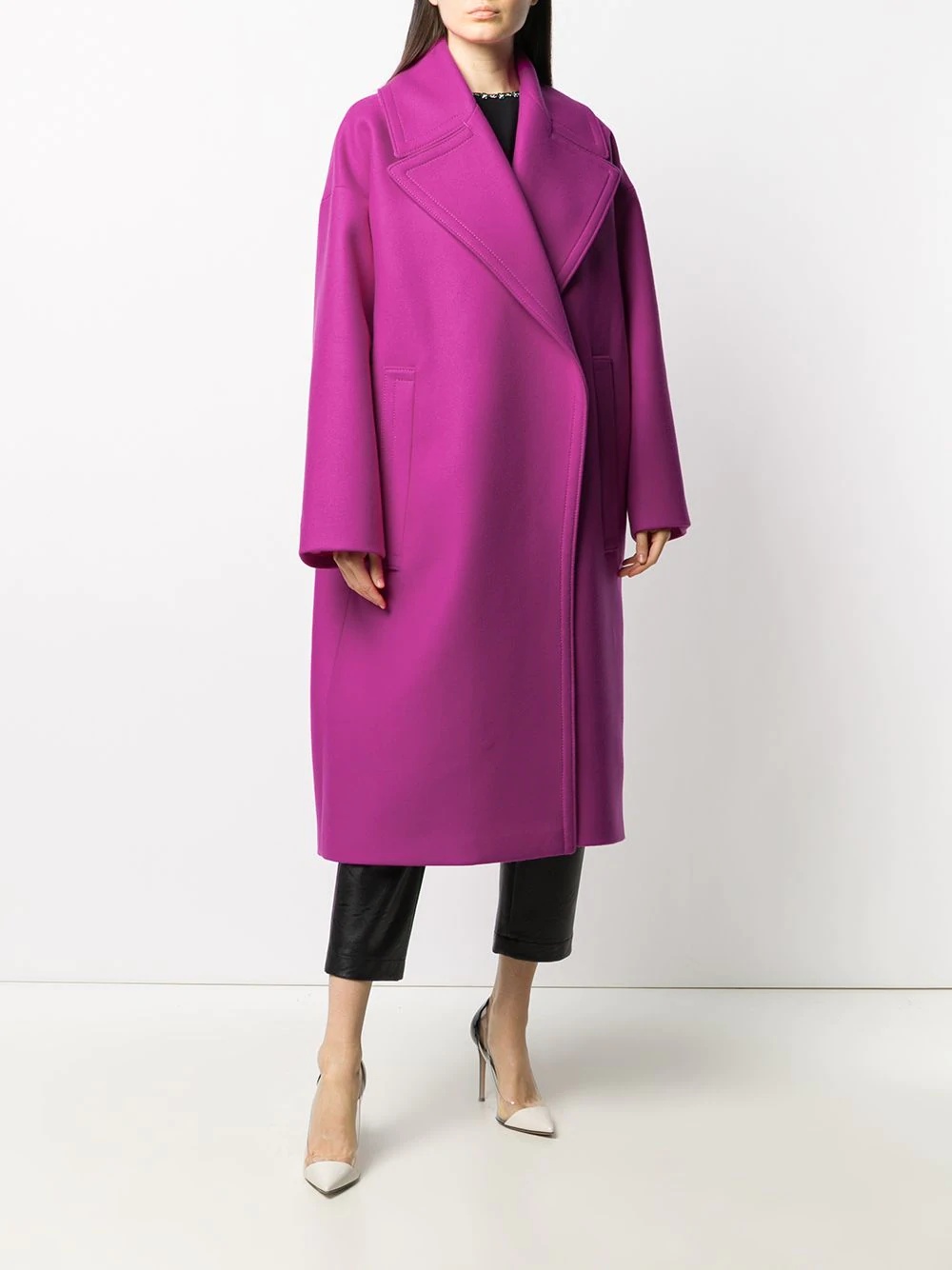 dropped-shoulder wool coat - 6