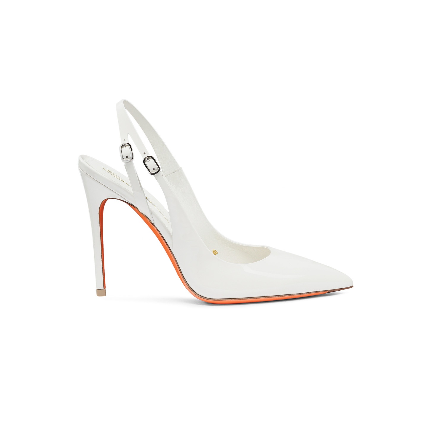 Women's white patent leather high-heel slingback - 1