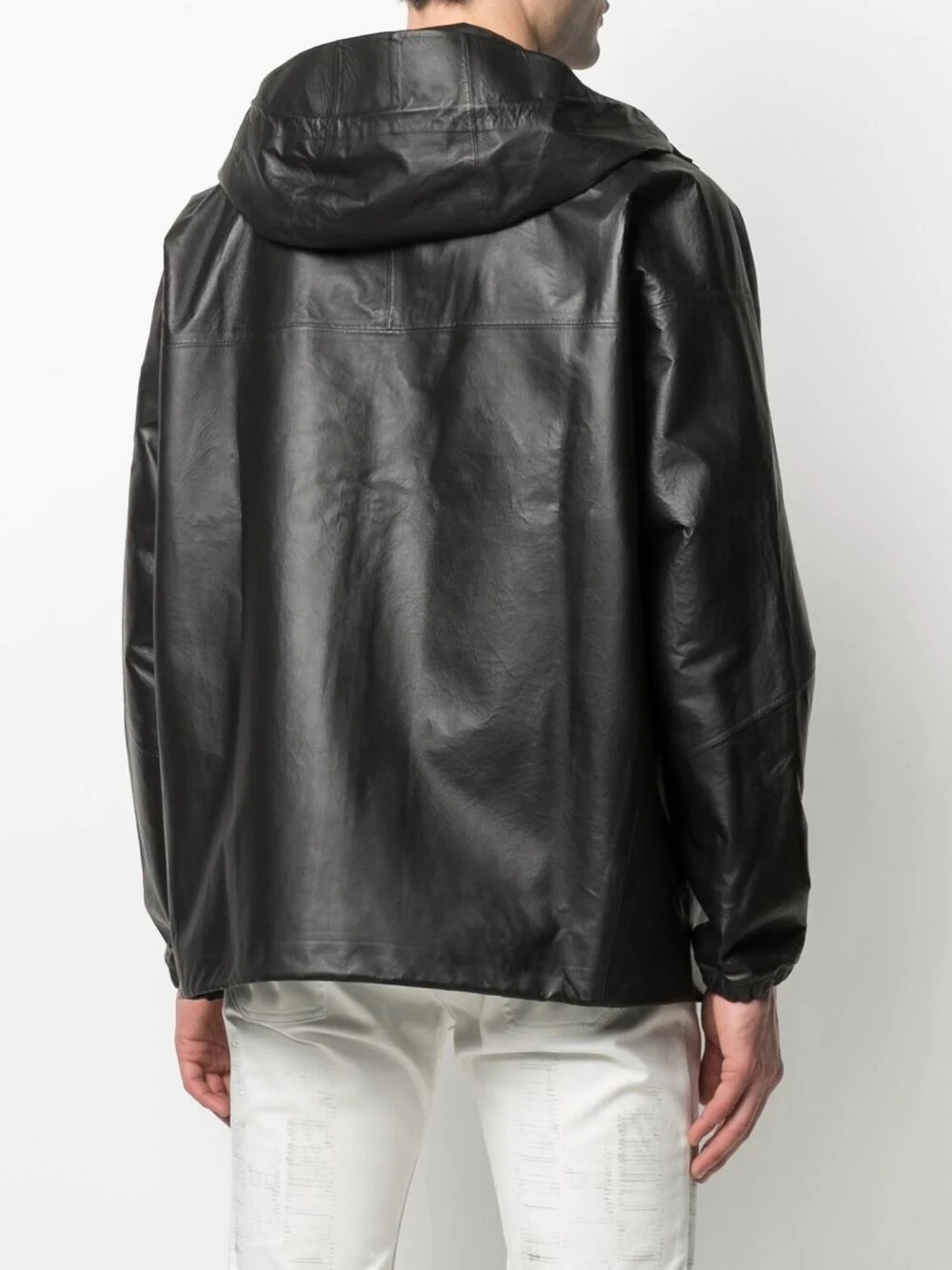 hooded leather jacket - 4