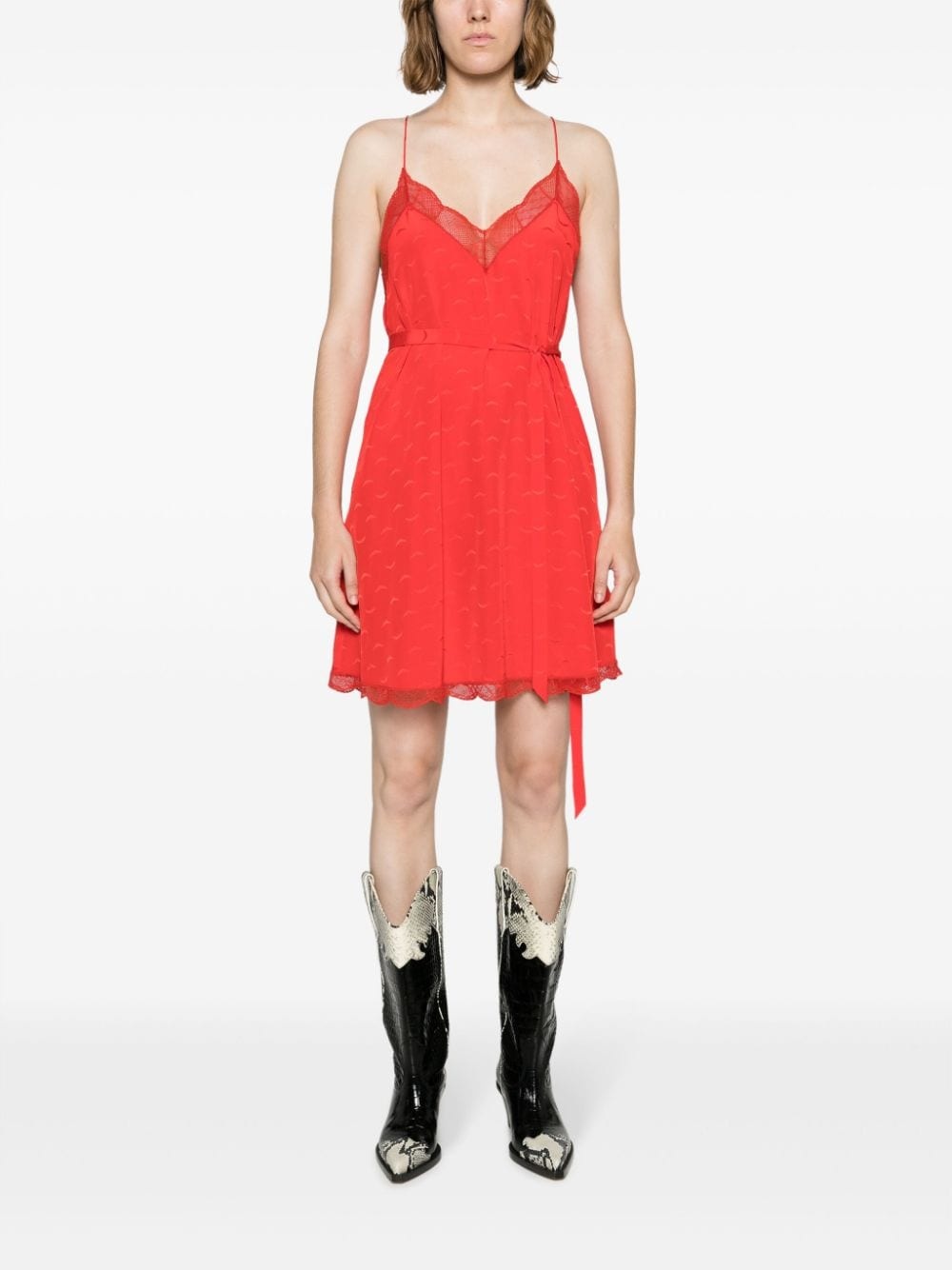 Christy Jac wings-motif lace-trim silk dress - 6