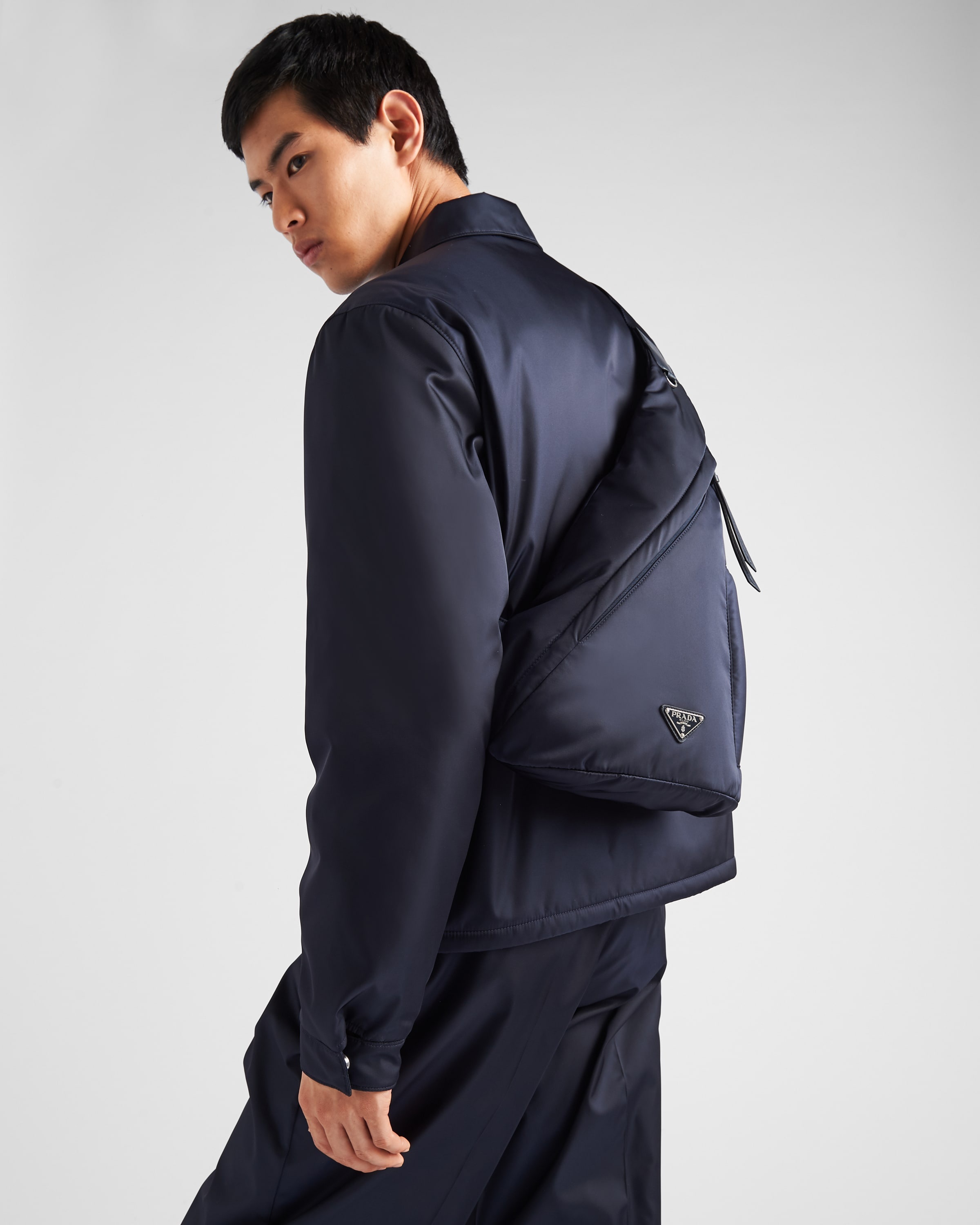 Re-Nylon and leather backpack - 7