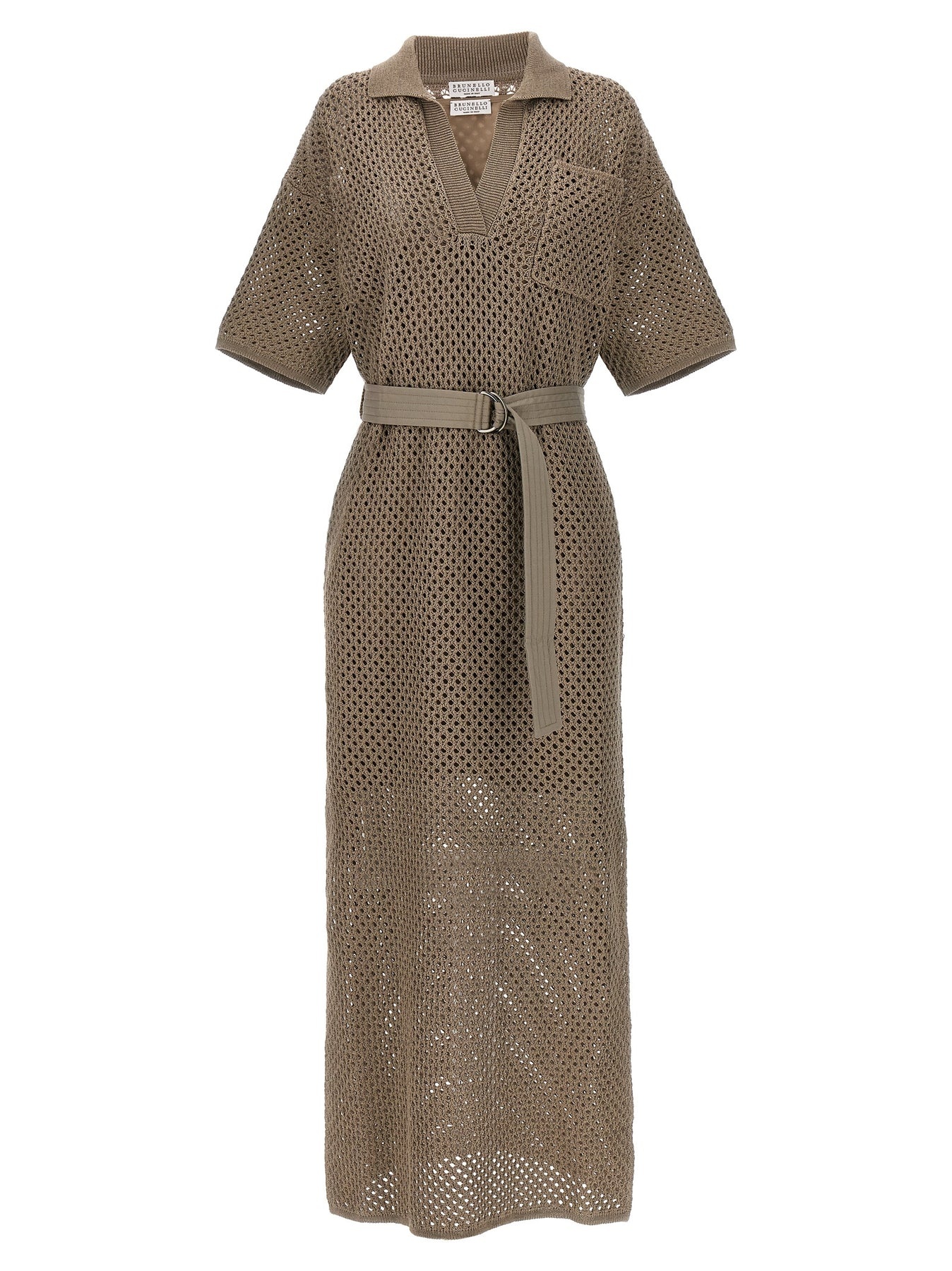 Knitted Midi Dress Dresses Beige - 1