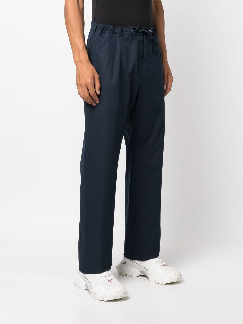 drawstring-waist cotton trousers - 3