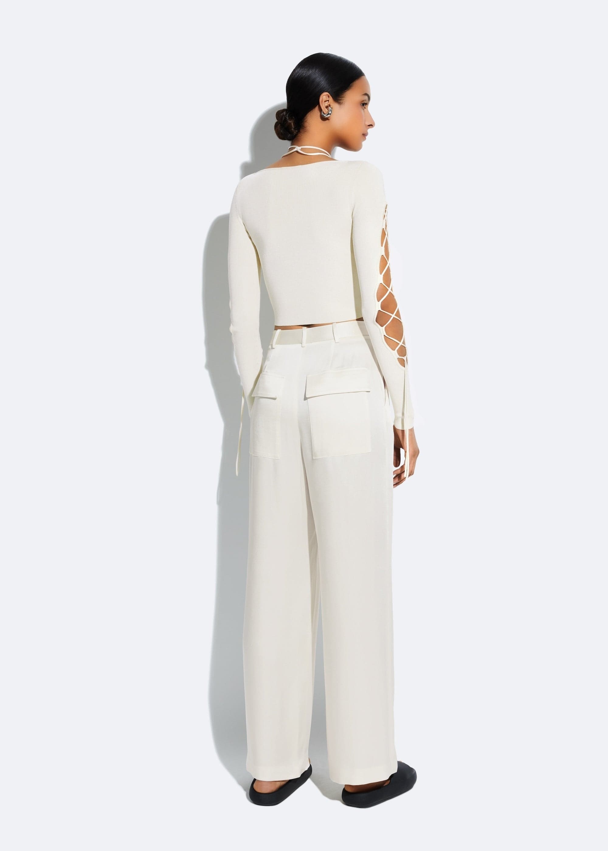 Satin Relaxed Pleated Pant - 2