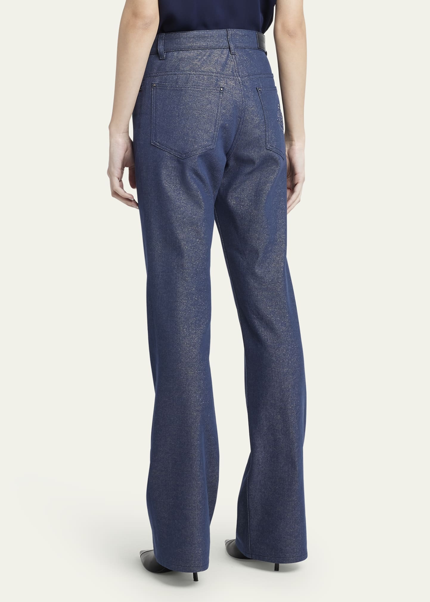 Bootleg Denim Jeans with Logo Embroidery - 3