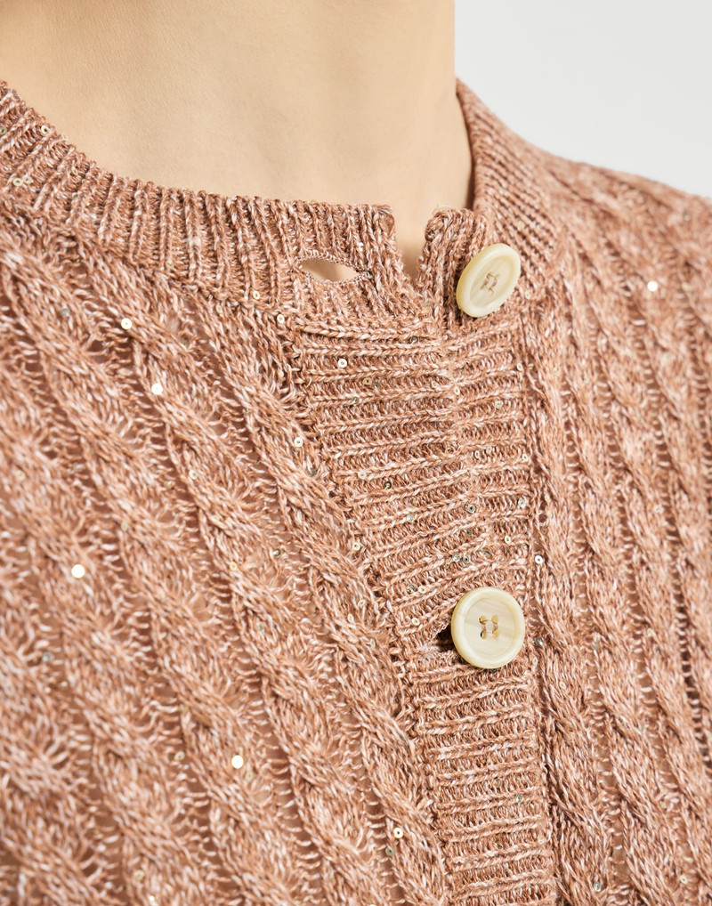 Linen dazzling cable openwork cardigan 4