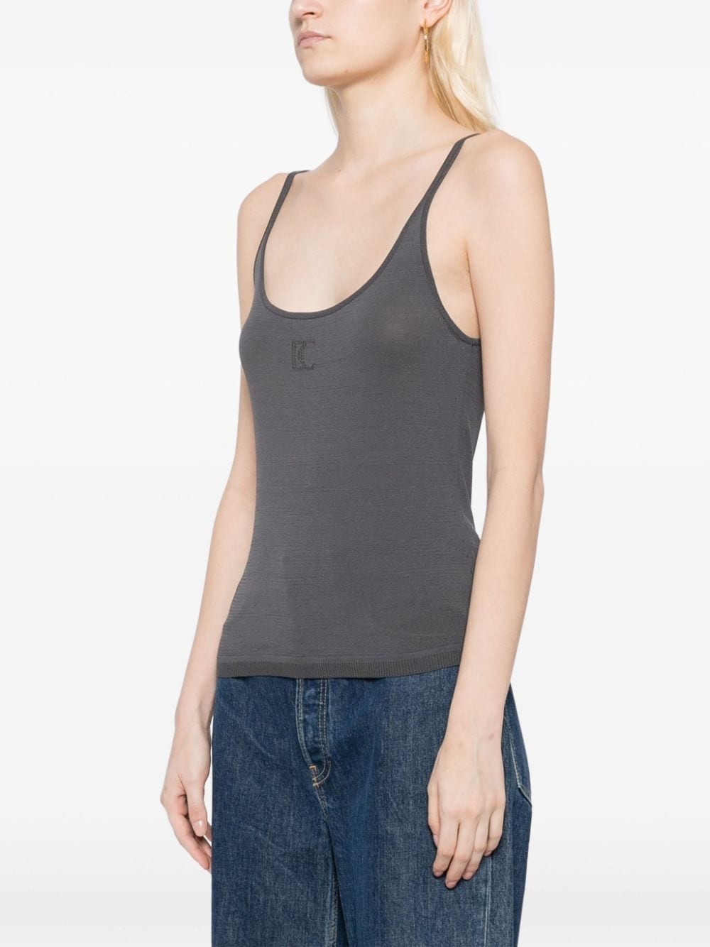 perforated knit tank top - 3
