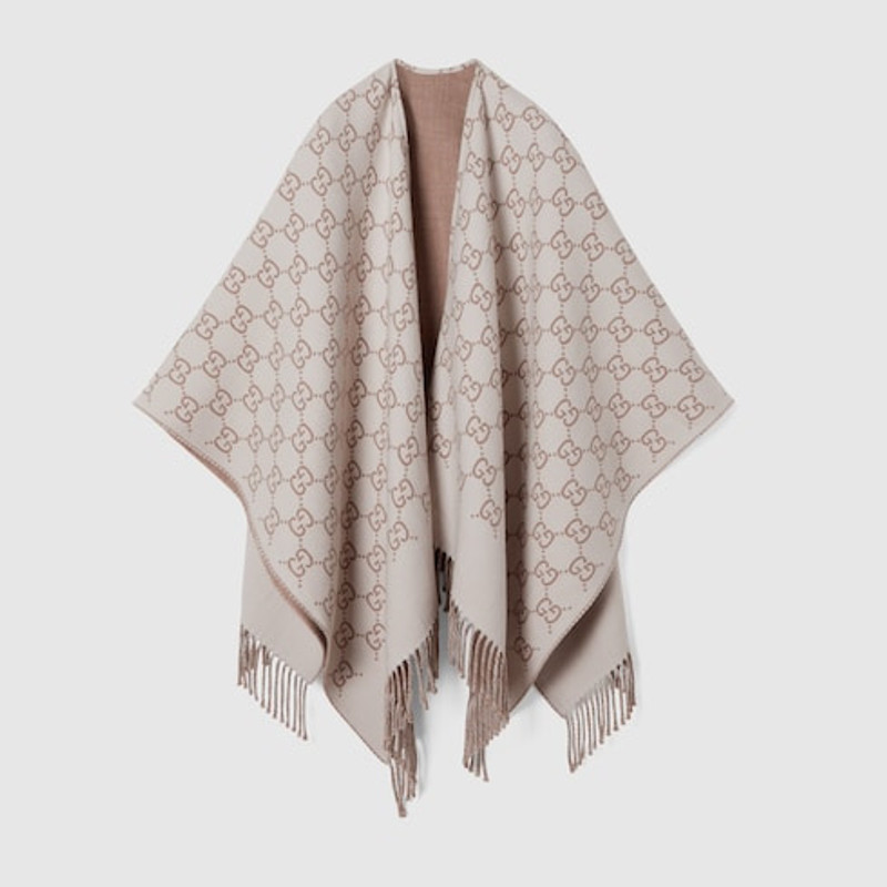 GUCCI GG wool jacquard cape outlook