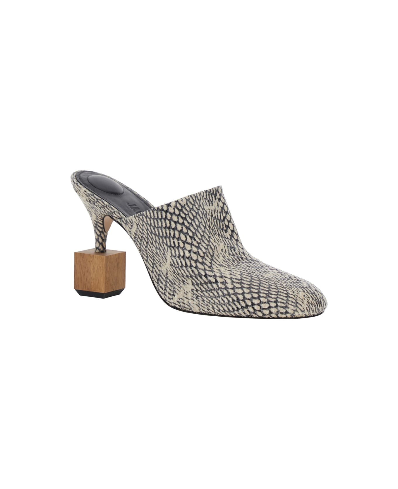 'les Bisou' Beige Mules With Snakeskin Effect And High Heel In Leather Woman - 2