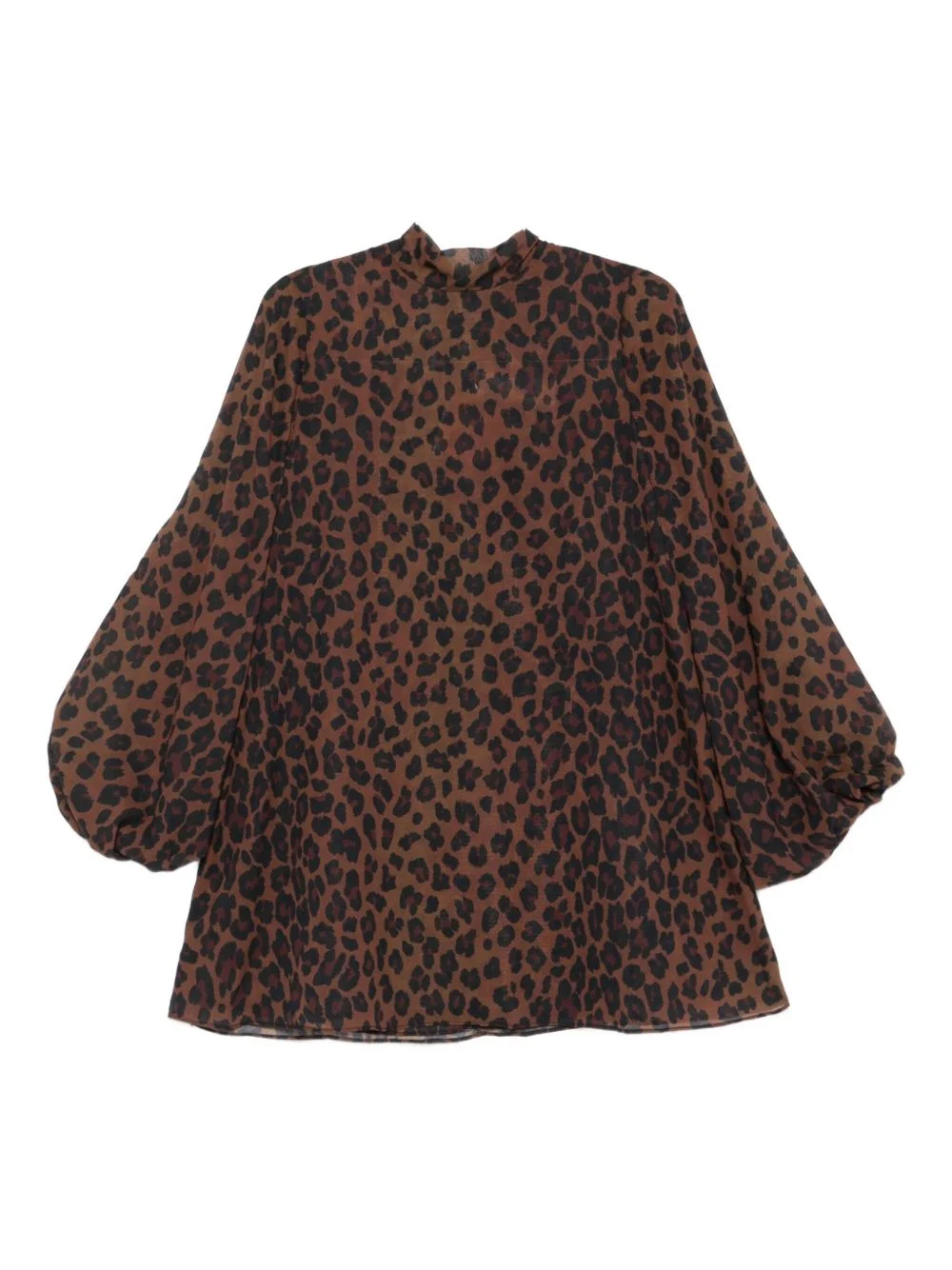 leopard-print high-neck mini dress - 1