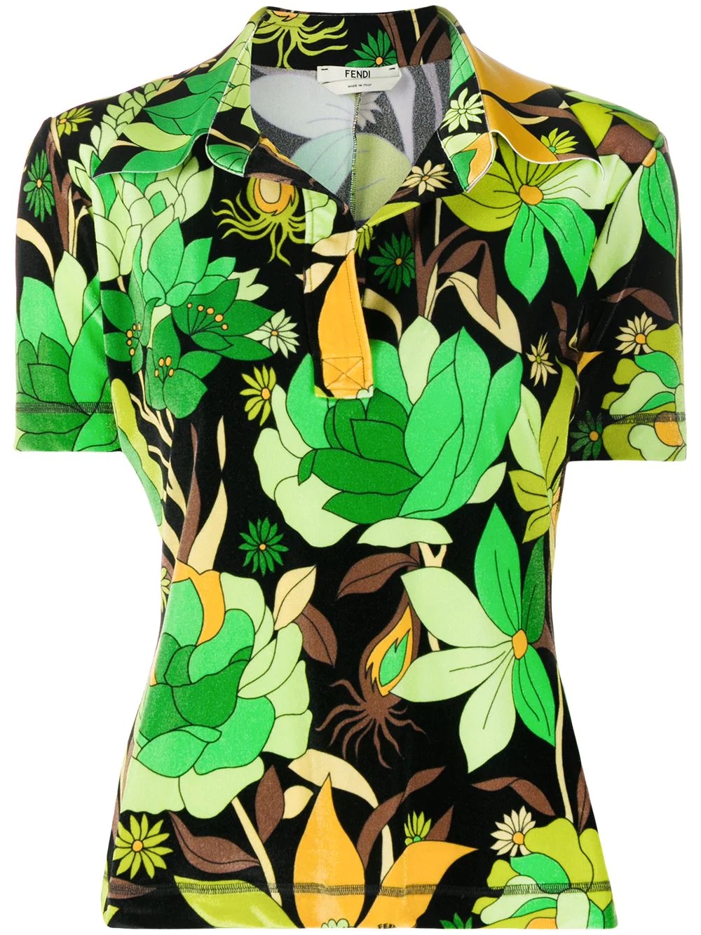 tropical print polo shirt - 1