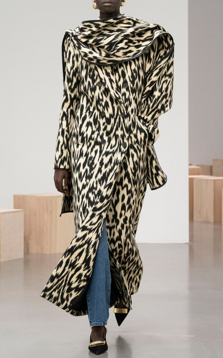 The Demi Printed Virgin Wool Coat off-white - 8