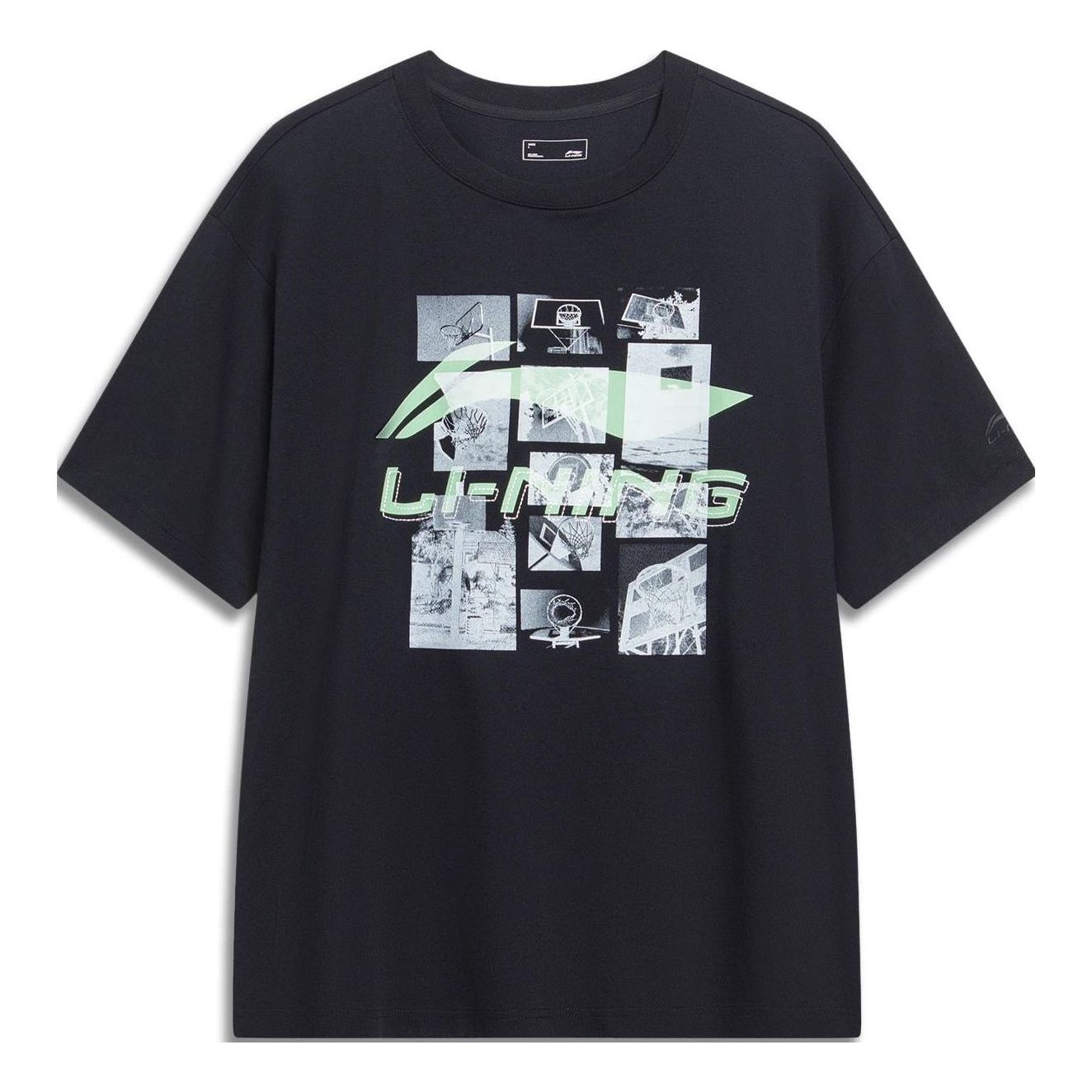 Li-Ning Hoops Photo Graphic T-shirt 'Black' AHST725-1 - 1