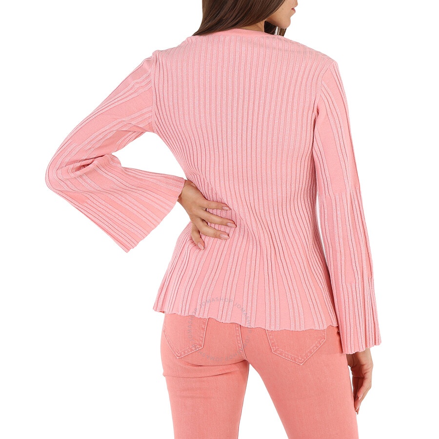 Kenzo Flamingo Pink Metallic Ribbed-Knit Jumper - 5