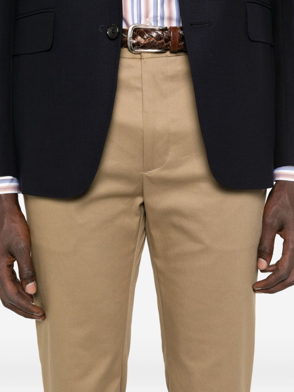 raw-edge cotton trousers - 5