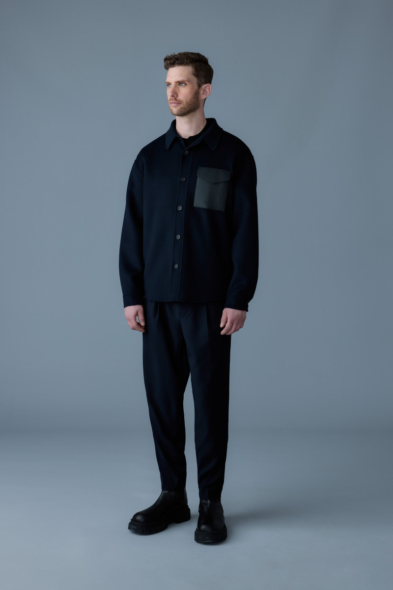 MACKAGE EMMANUEL Double-face wool overshirt with leather patch pocket outlook