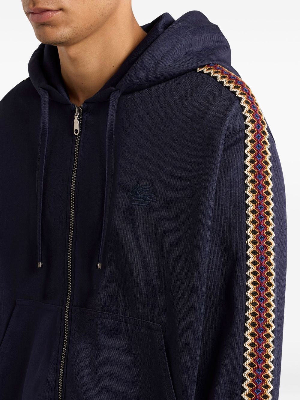 pegaso embroidered zip-up hooded sweatshirt - 4