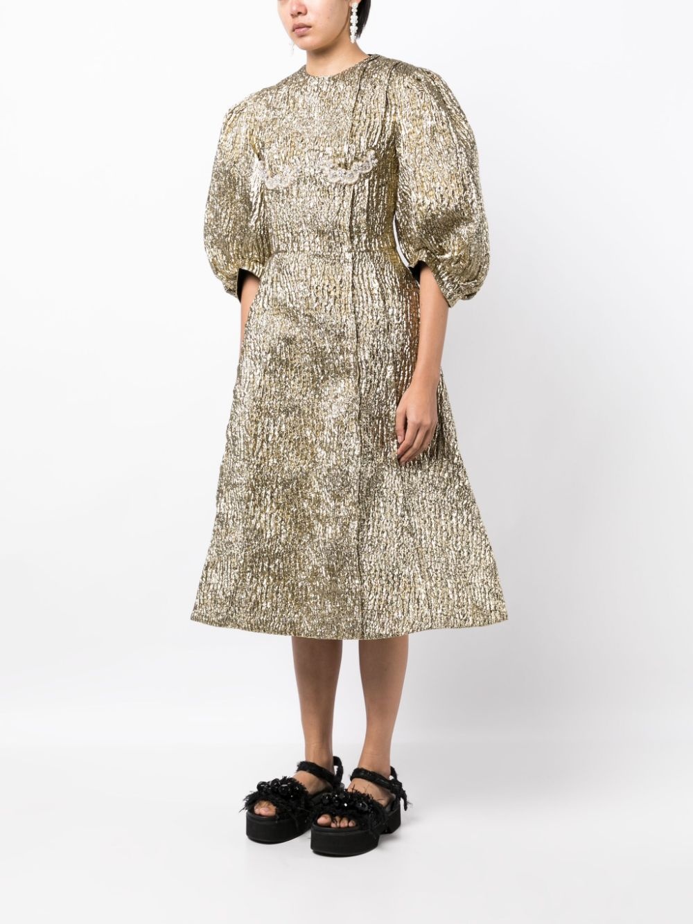 crystal-embellished cloquÃ© midi dress - 3